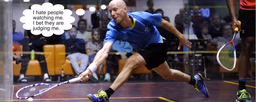 Some squash players liked being watched, others don't. Original photo by Petteri Repo.  Used with permission.