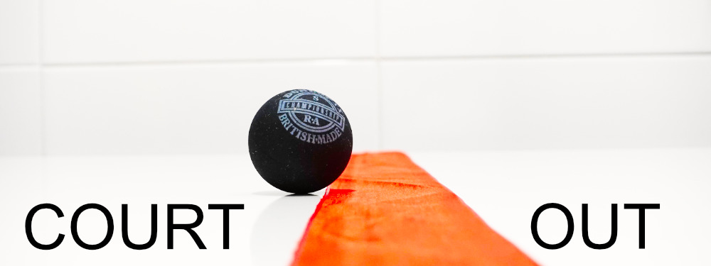 Squash ball and line recreated on my kitchen table