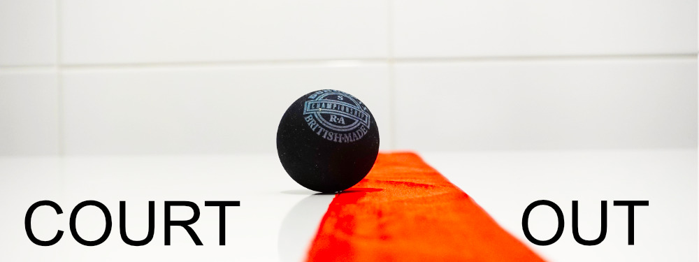 Squash ball and line recreated on my kitchen table